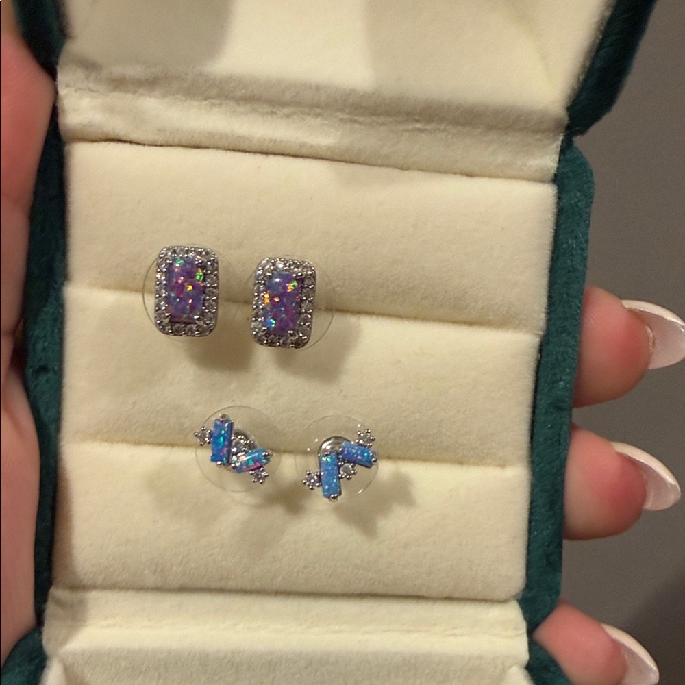 Set of 2 fire opal studs from bomb party